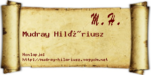 Mudray Hiláriusz névjegykártya